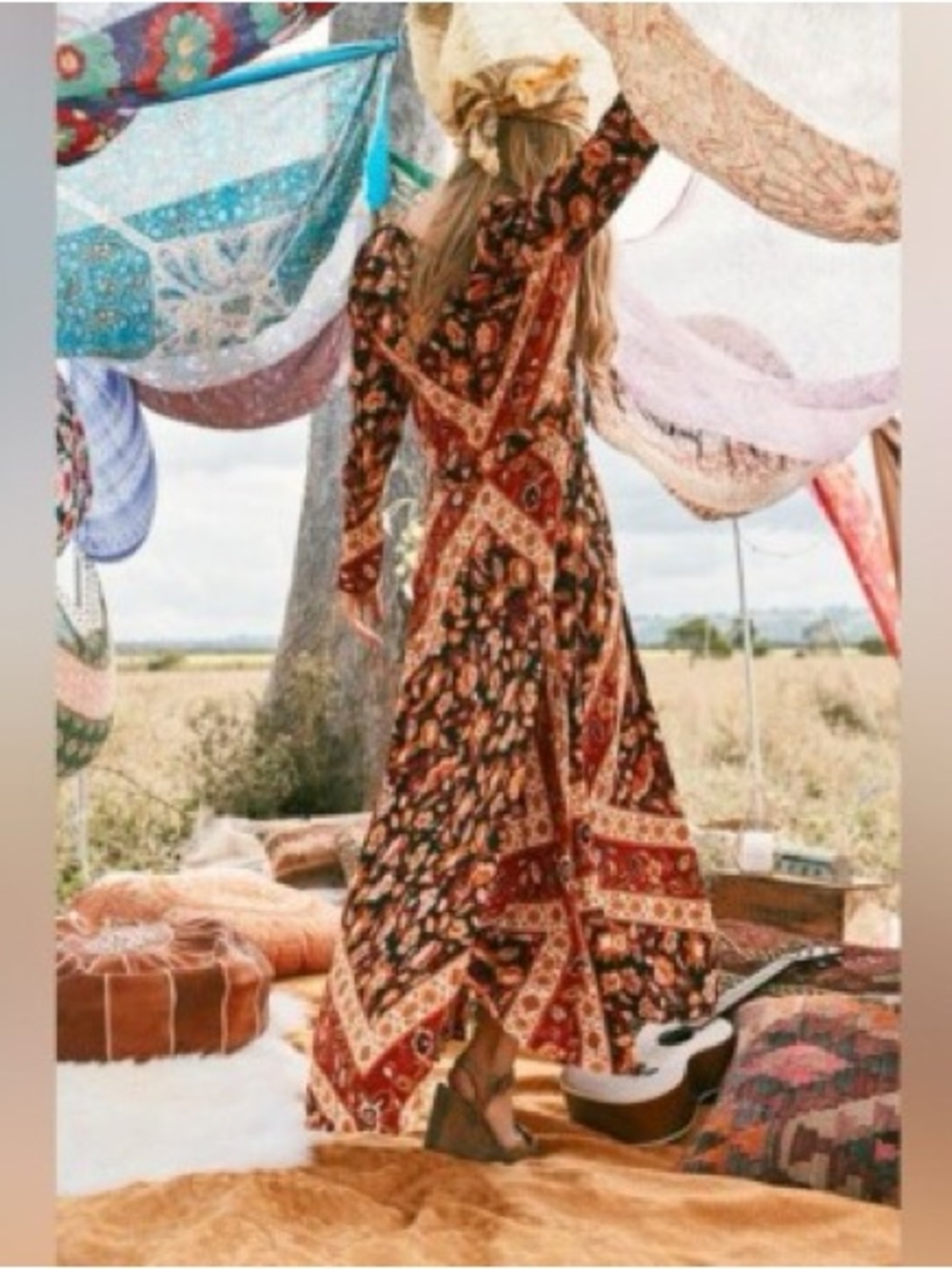 Spell Burgundy Floral & Bandana-Print Maxi Dress - Picture 2 of 4